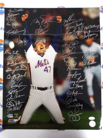 NEW YORK METS 1986 WORLD SERIES TEAM SIGNED 16X20 W/ CARTER 35 + SIGS