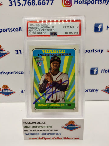 2018 TOPPS HERITAGE RONALD ACUNA JR. ROOKIE PERFORMERS PSA AUTHENTIC GEM MT 10!