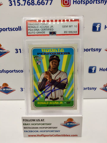 2018 TOPPS HERITAGE RONALD ACUNA JR. ROOKIE PERFORMERS PSA AUTHENTIC GEM MT 10!