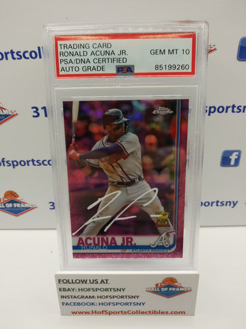 2019 TOPPS CHROME RONALD ACUNA JR. PINK REFRACTOR AUTO PSA AUTHENTIC GEM MT10!