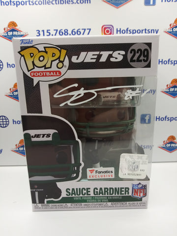 SAUCE GARDNER NY JETS SIGNED FANATICS EXCLUSIVE FUNKO POP! WHITE INK! BECKETT AUTHENTIC!