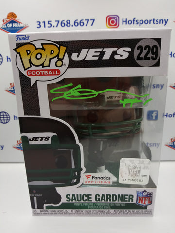 SAUCE GARDNER NY JETS SIGNED FANATICS EXCLUSIVE FUNKO POP! GREEN INK! BECKETT AUTHENTIC!