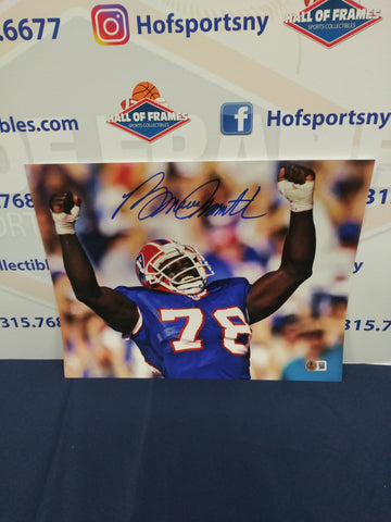 BRUCE SMITH SIGNED BUFFALO BILLS CELEBRATION 11X14 BECKETT COA