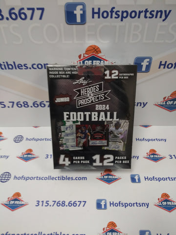 2024 LEAF HEROES & PROSPECTS FOOTBALL JUMBO BOX! 12 AUTOS!