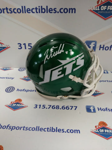 JUSTIN FIELDS SIGNED NY JETS SPEED MINI HELMET - BECKETT COA