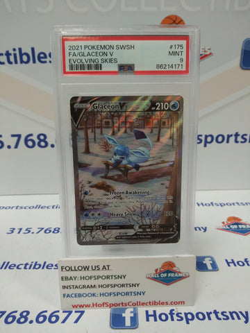 2021 POKEMON EVOLVING SKIES GLACEON V ALTERNATE ART #175 PSA 9 MINT!