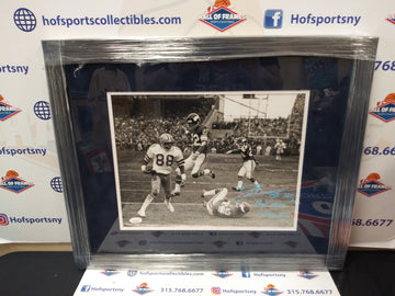 DREW PEARSON DALLAS COWBOYS SIGNED FRAMED 11X14 HAIL MARY INSCR. "HOF 21" "HAIL MARY 12/28/74"