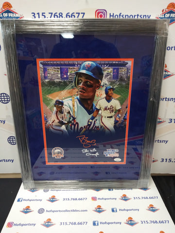 DARRYL STRAWBERRY SIGNED FRAMED METS INSC 1986 WS CHAMPS 11X14 PHOTO - JSA COA