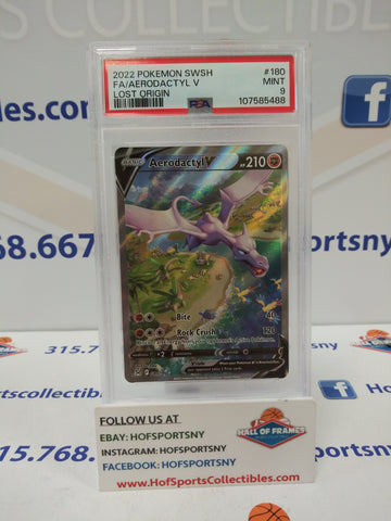 2022 POKEMON LOST ORIGIN AERODACTYL V ALT ART #180 PSA 9 MINT!