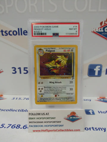 2000 POKEMON PIDGEOT HOLO BASE SET 2 #14 PSA 8!
