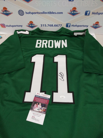 AJ BROWN SIGNED KELLY GREEN EAGLES CUSTOM JERSEY - JSA COA