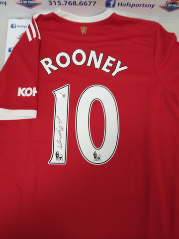 WAYNE ROONEY ADIDAS MANCHESTER UNITED SIGNED RED JERSEY BAS COA!