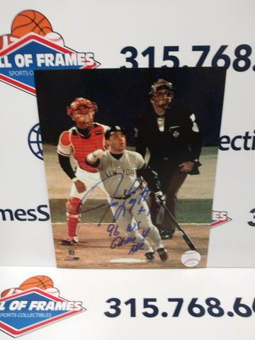 JIM LEYRITZ 1999 YANKEES 96 WS HOME RUN PHOTO SIGNED 8X10 - HOF COA