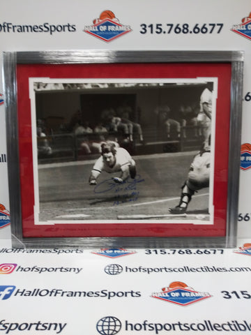 PETE ROSE SIGNED REDS FRAMED 16X20 DIVING PHOTO 3 INSCRIPTIONS- JSA COA