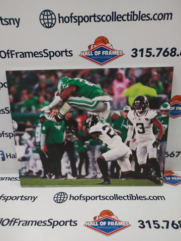 SAQUON BARKLEY PHILADELPHIA EAGLES "BACKWARDS LEAP" 16X20 CUSTOM CANVAS PRINT - READY TO HANG