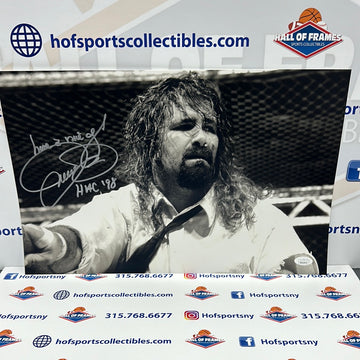 MICK FOLEY - MANKIND SIGNED 11X17 DUAL INSCRIPTION HELL IN A CELL JSA COA