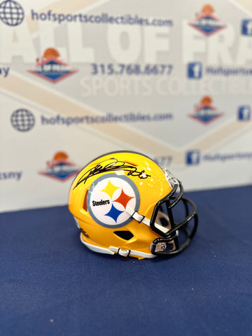 ROD WOODSON PITTSBURGH STEELERS SIGNED YELLOW MINI HELMET! BAS AUTHETIC!