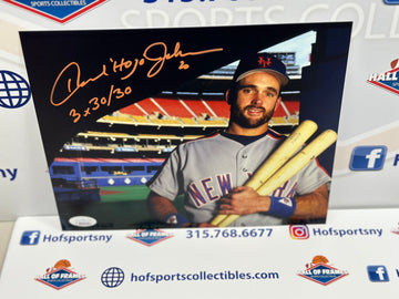 HOWARD JOHNSON SIGNED NY METS 3X 30/30 8X10 PHOTO JSA COA