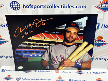 HOWARD JOHNSON SIGNED NY METS 3X 30/30 11X14 PHOTO JSA COA