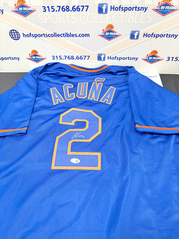 LUISANGEL ACUNA SIGNED NY METS CUSTOM BLUE JERSEY JSA WITNESSED
