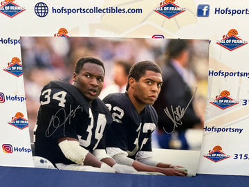 BO JACKSON & MARCUS ALLEN OAKLAND RAIDERS DUAL SIGNED 16X20! BAS AUTHENTIC!