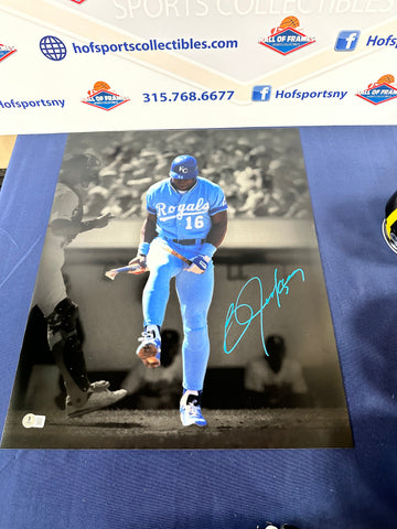 BO JACKSON KANSAS CITY ROYALS SIGNED 16X20! BROKEN BAT! BAS AUTHENTIC!