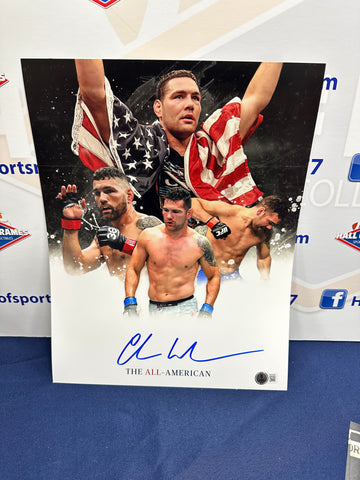 CHRIS WEIDMAN SIGNED UFC CHAMPION 11X14 PHOTO BAS COA
