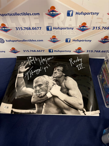 HULK HOGAN SIGNED 16X20 PHOTO - ROCKY 3 THUNDERSLIPS BECKETT WITNESSED