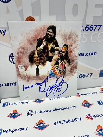 MICK FOLEY - 3 FACES OF FOLEY INSCRIBED SIGNED 8X10 MANKIND - DUDE LOVE - CACTUS JACK JSA COA