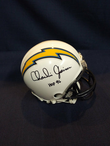 CHARLIE JOINER SIGNED SAN DIEGO CHARGERS THROWBACK MINI HELMET LEAF COA