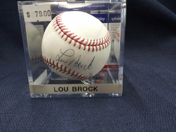 LOU BROCK SIGNED BASEBALL CARDINALS - PSA COA