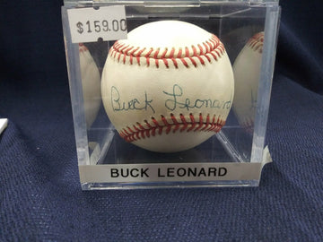 BUCK LEONARD SIGNED BASEBALL NEGRO LEAGUES - HOF COA