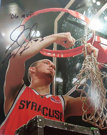Gerry McNamara Signed Syracuse "2006 Big East MVP" Cutting The Nets 8x10 Photo