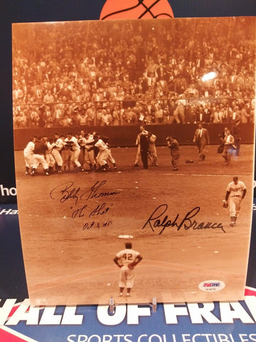 BOBBY THOMPSON / RALPH BRANCA SIGNED 8X10 INSCRIBED - PSA