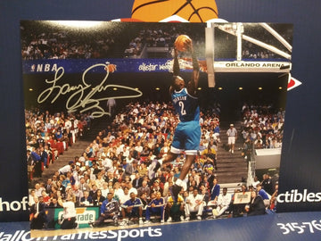 LARRY JOHNSON SIGNED HORNETS 11X14 PHOTO - HOF COA