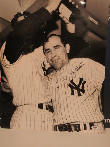 YOGI BERRA YANKEES WORLD SERIES CELEBRATION SIGNED 16x20 PHOTO - PSA