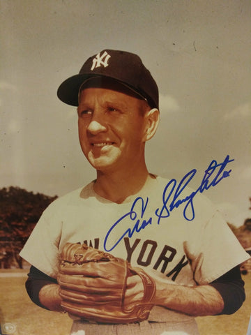 ENOS SLAUGHTER YANKEES SIGNED 8X10 - HOF COA