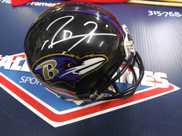 RAY LEWIS SIGNED RAVENS MINI HELMET - JSA COA