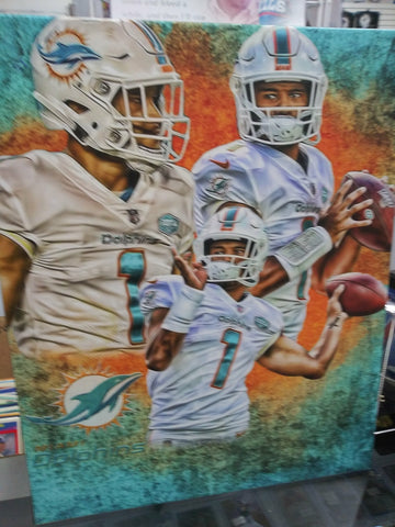 TUA TAGOVAILO DOLPHINS 16X20 CUSTOM CANVAS PRINT - READY TO HANG