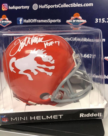 TERRELL DAVIS BRONCOS THROWBACK SIGNED MINI HELMET HOF INSC - JSA COA