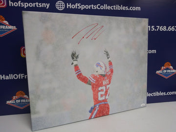TRE'DAVIOUS WHITE SIGNED BUFFALO BILLS 16X20 CANVAS PRINT "SNOW GAME" - JSA COA