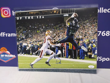 DK METCALF SIGNED TD 11X14 SEAHAWKS PHOTO (A) - JSA COA