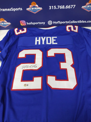 MICAH HYDE SIGNED BILLS CUSTOM BLUE JERSEY - JSA COA