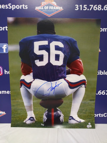Lawrence Taylor New York Giants Signed Sitting On Helmet 16x20