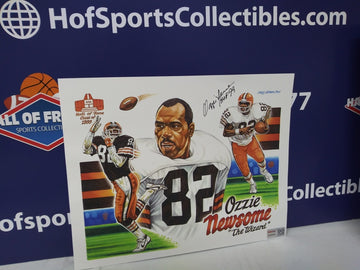 OZZIE NEWSOME SIGNED BROWNS 8X10 PRINT - HOF - TRISTAR COA