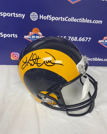 KURT WARNER SIGNED RAMS REPLICA FULL SIZE HELMET - BECKETT COA