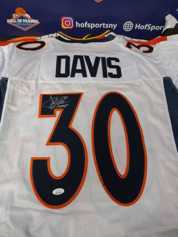 TERRELL DAVIS SIGNED BRONCOS WHITE CUSTOM JERSEY - INSC SB CHAMPS