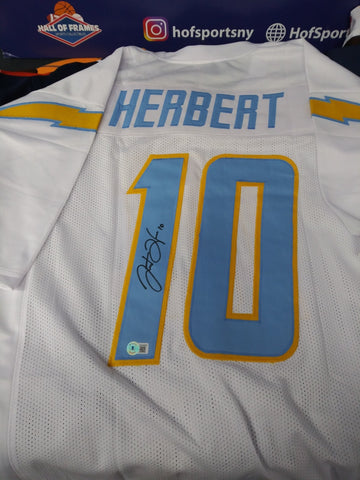 JUSTIN HERBERT SIGNED CHARGERS CUSTOM WHITE JERSEY - BECKETT COA