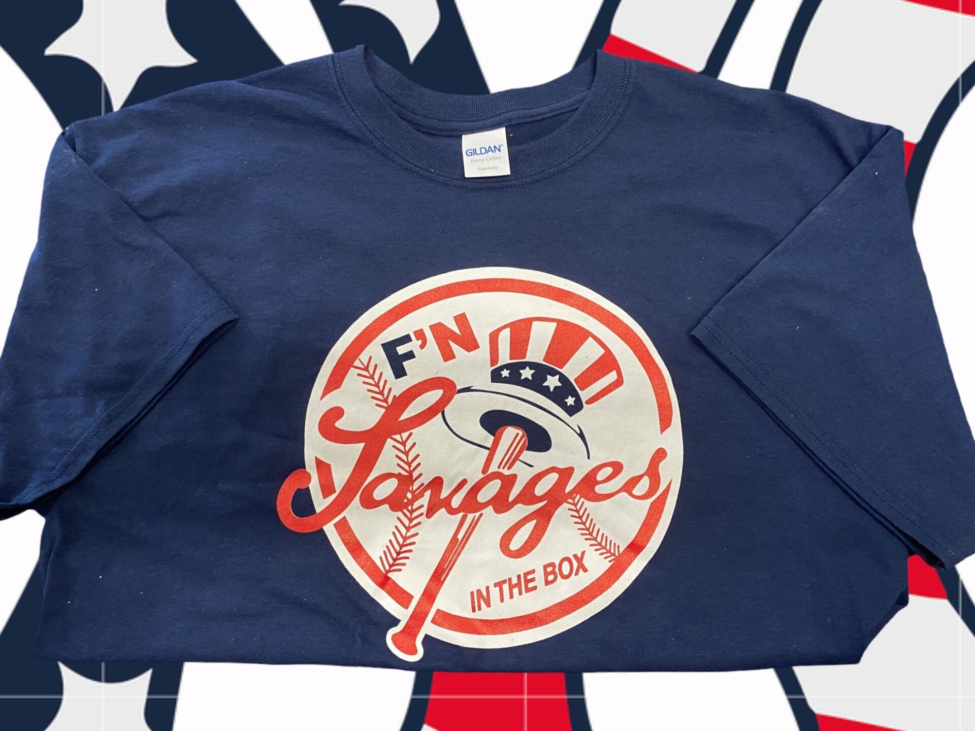 NY Yankees “Savages In The Box” Large T Shirt - Main Image
