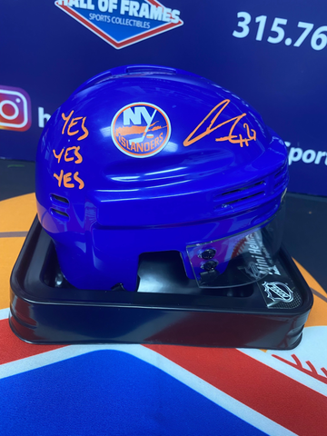 ANDERS LEE SIGNED ISLANDERS MINI HELMET - INSC YES YES YES BAS COA